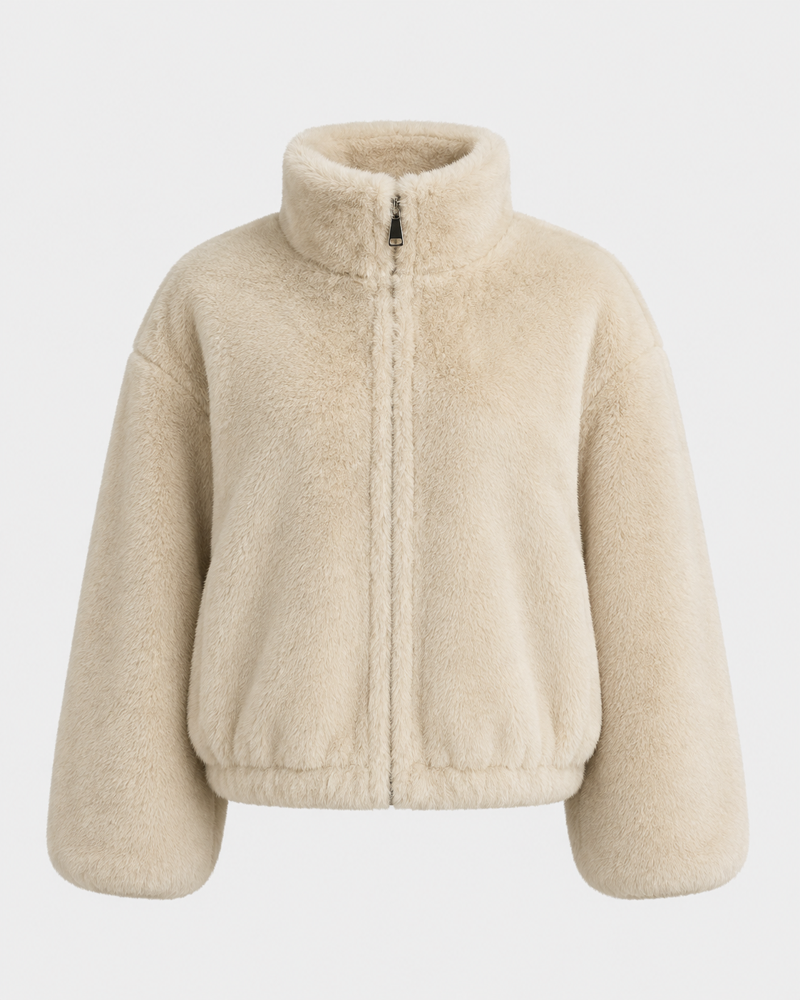 Kacob | Women's Cropped Teddy Zip Jacket