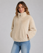 Kacob | Women's Cropped Teddy Zip Jacket