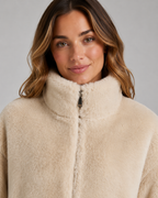 Kacob | Women's Cropped Teddy Zip Jacket