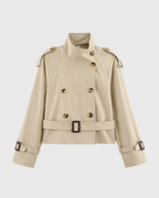 Kacob | Women's Double-Breasted Cropped Trench Jacket
