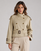 Kacob | Women's Double-Breasted Cropped Trench Jacket