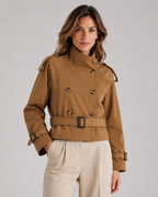 Kacob | Women's Double-Breasted Cropped Trench Jacket