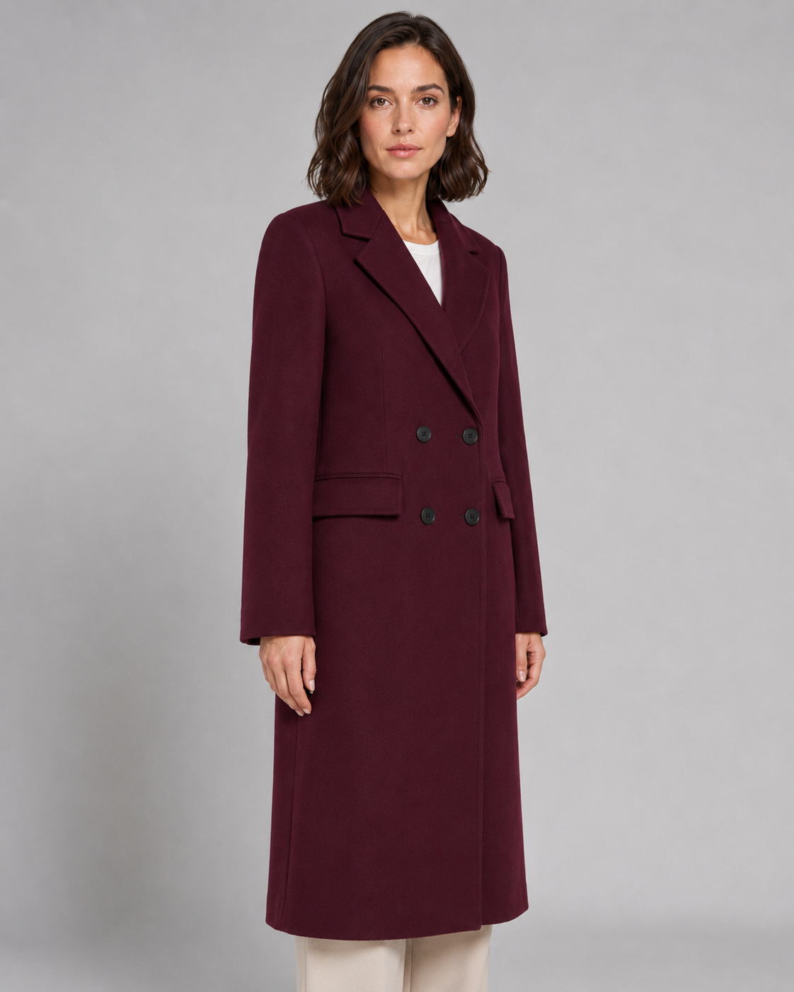 Kacob | Women's Double-Breasted Tailored Long Coat
