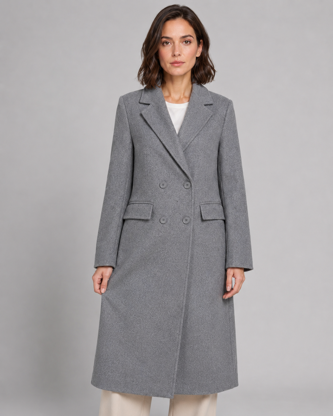 Kacob | Women's Double-Breasted Tailored Long Coat
