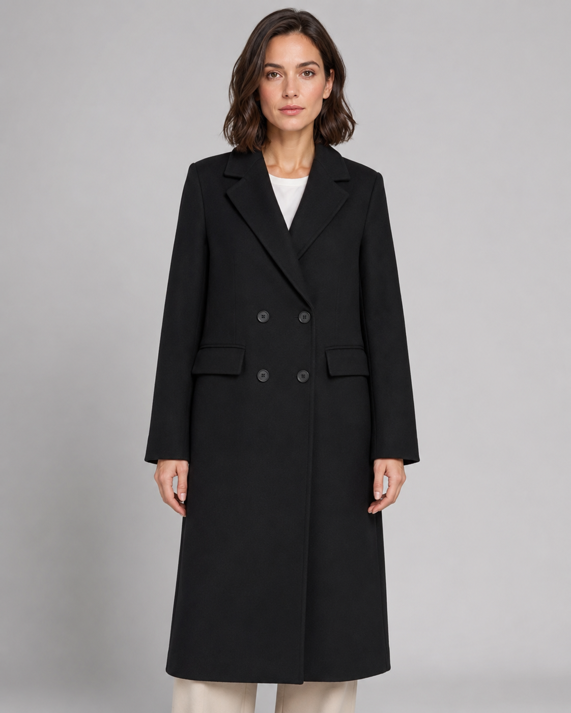 Kacob | Women's Double-Breasted Tailored Long Coat