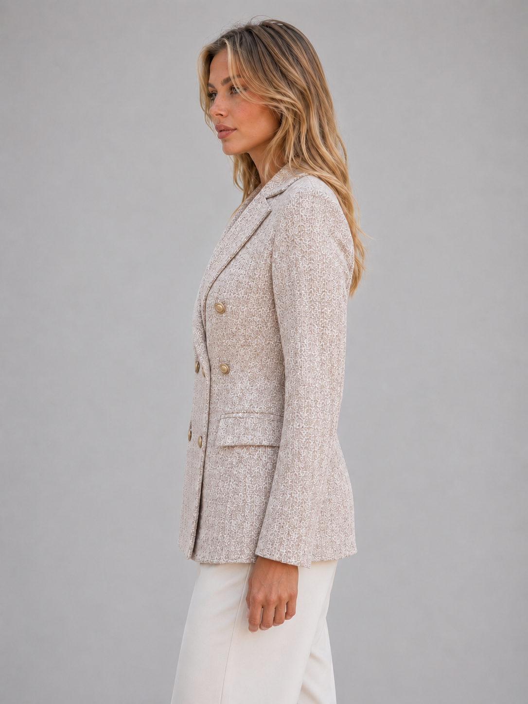 Kacob | Women's Double Breasted Textured Tailored Blazer