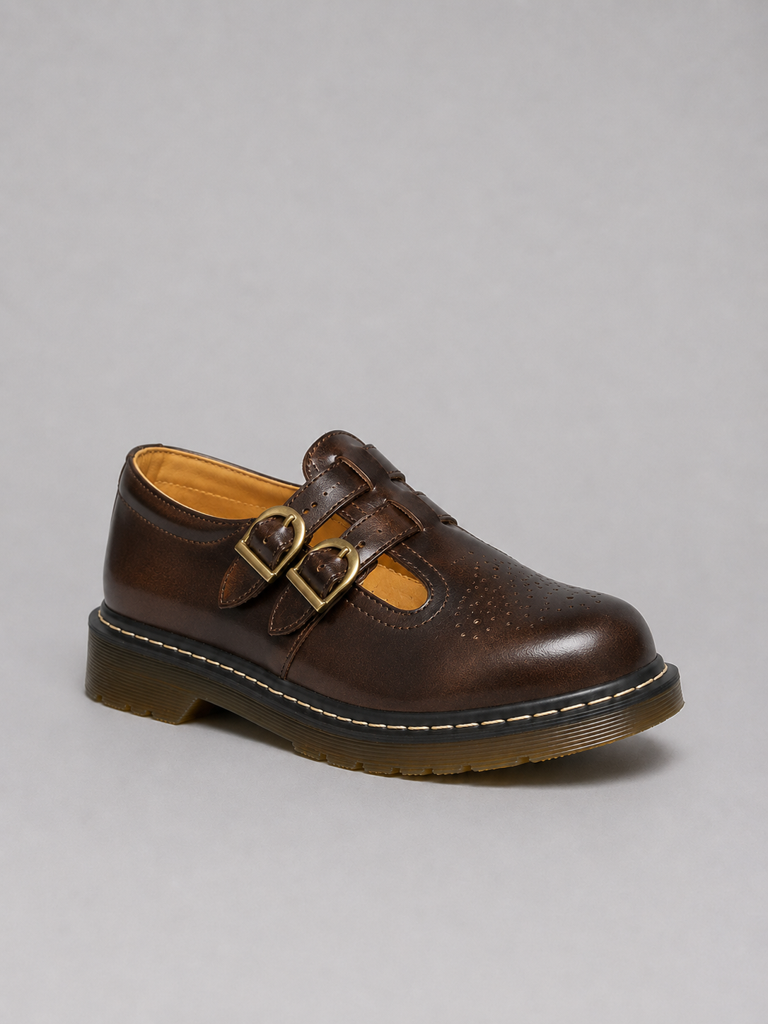 Women's Double Buckle Chunky Sole Mary Jane Shoes