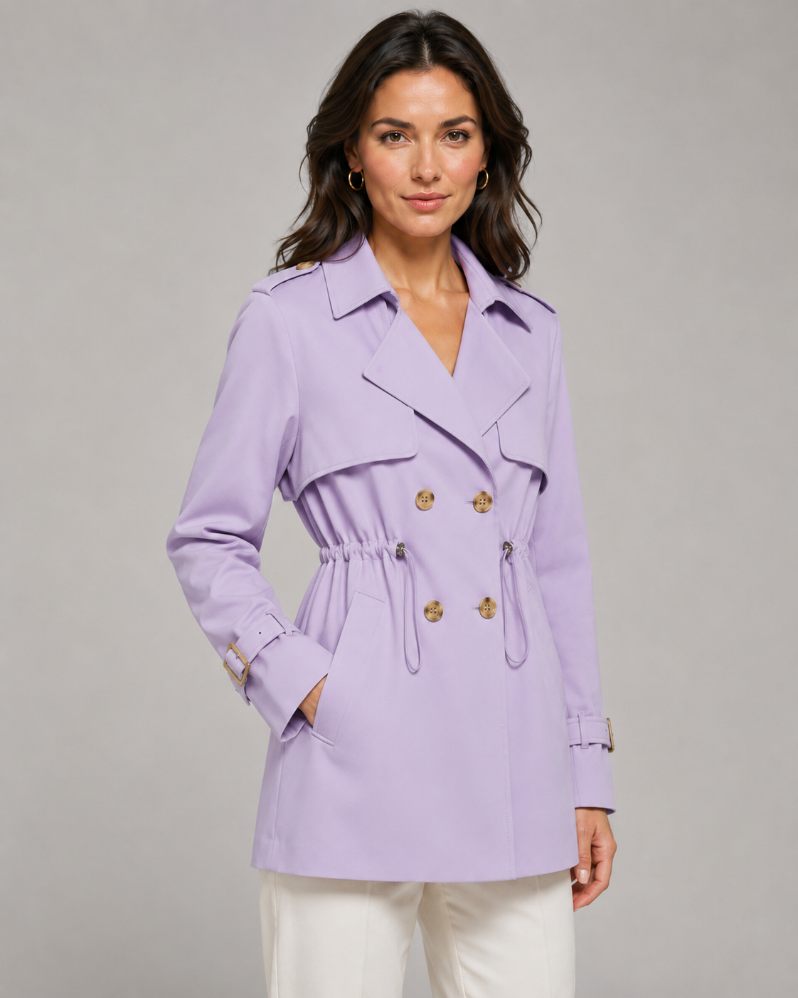 Kacob | Women's Drawstring Short Trench Coat