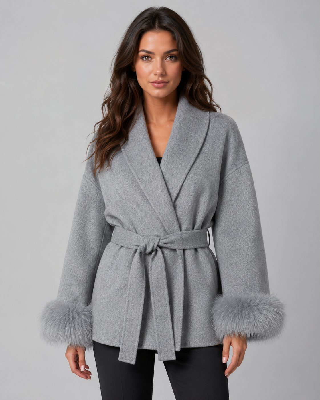Kacob | Women's Faux Fur Cuff Wrap Coat