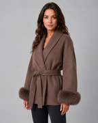 Kacob | Women's Faux Fur Cuff Wrap Coat
