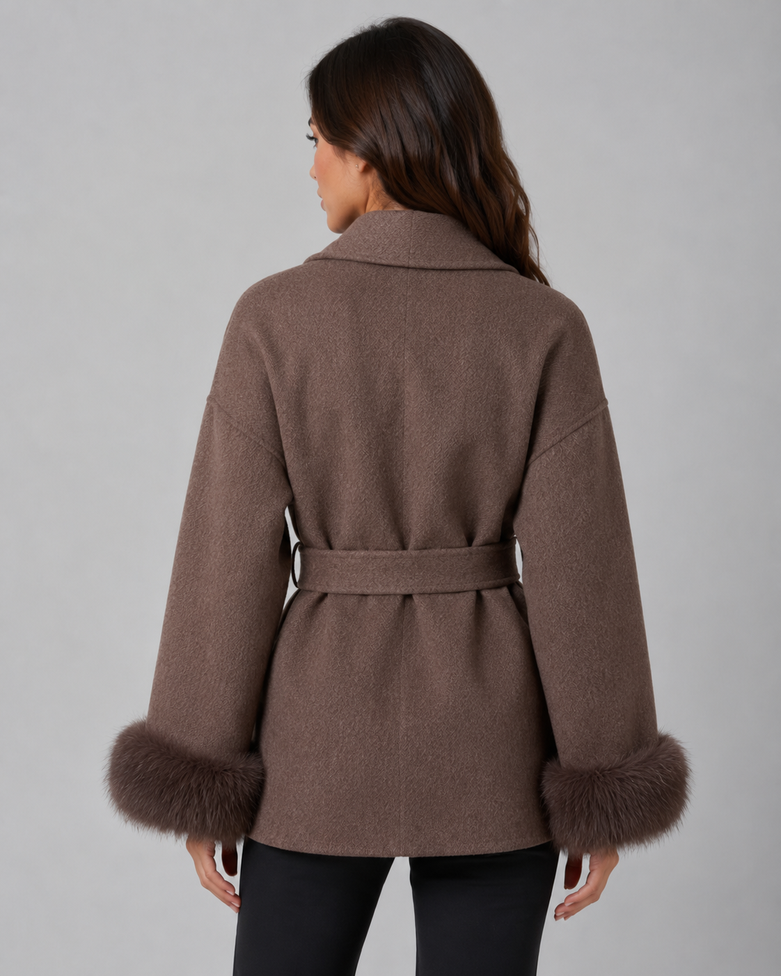 Kacob | Women's Faux Fur Cuff Wrap Coat