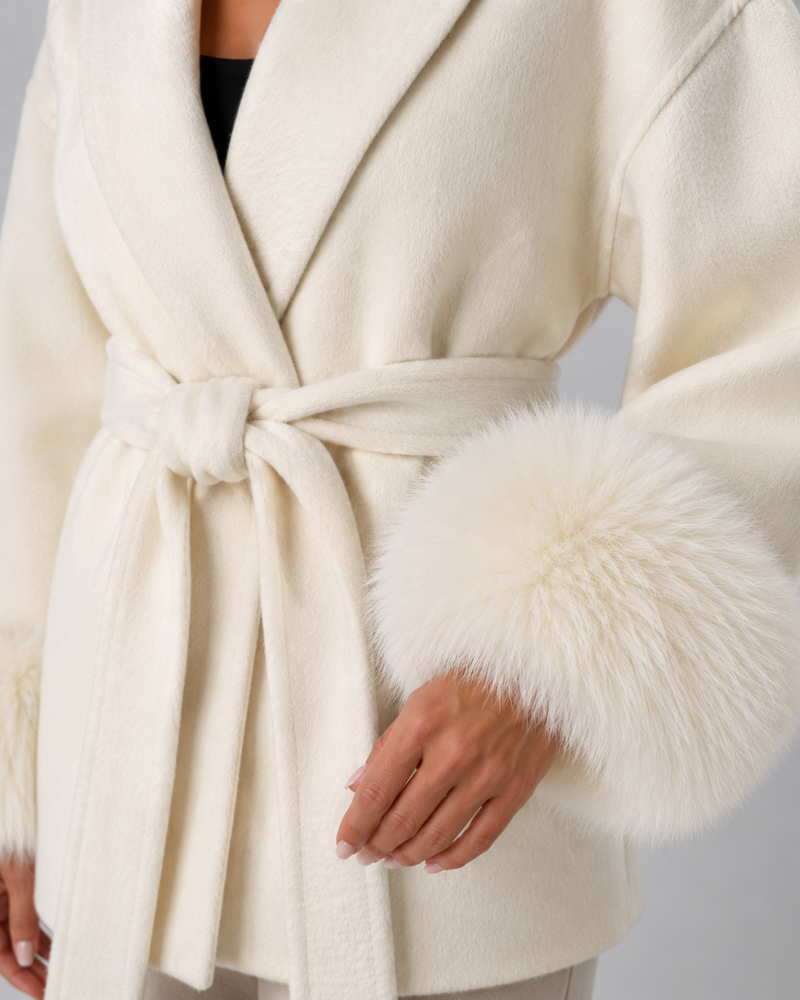Kacob | Women's Faux Fur Cuff Wrap Coat