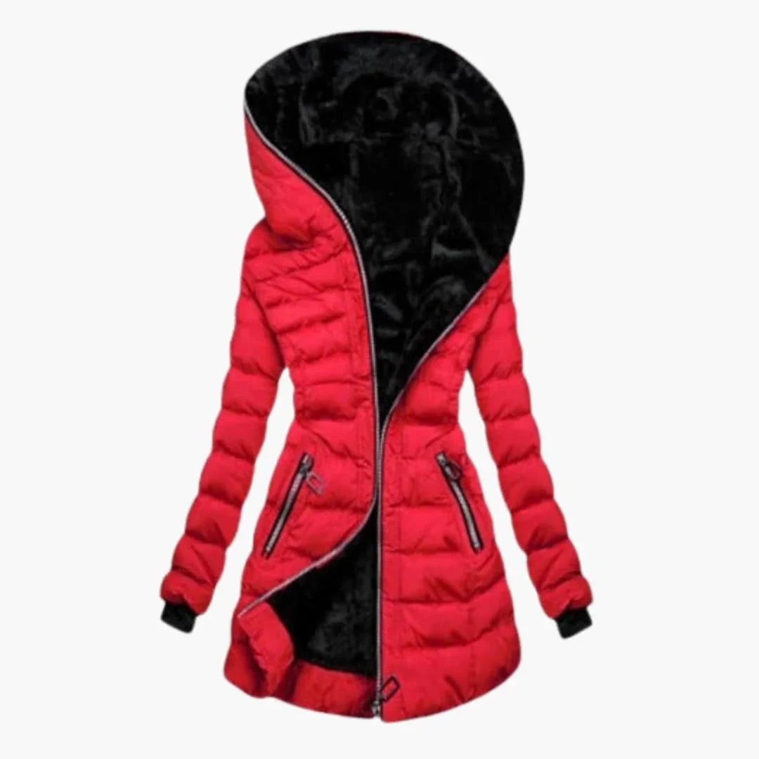 Women's Faux Fur Lined Hooded Longline Puffer Jacket
