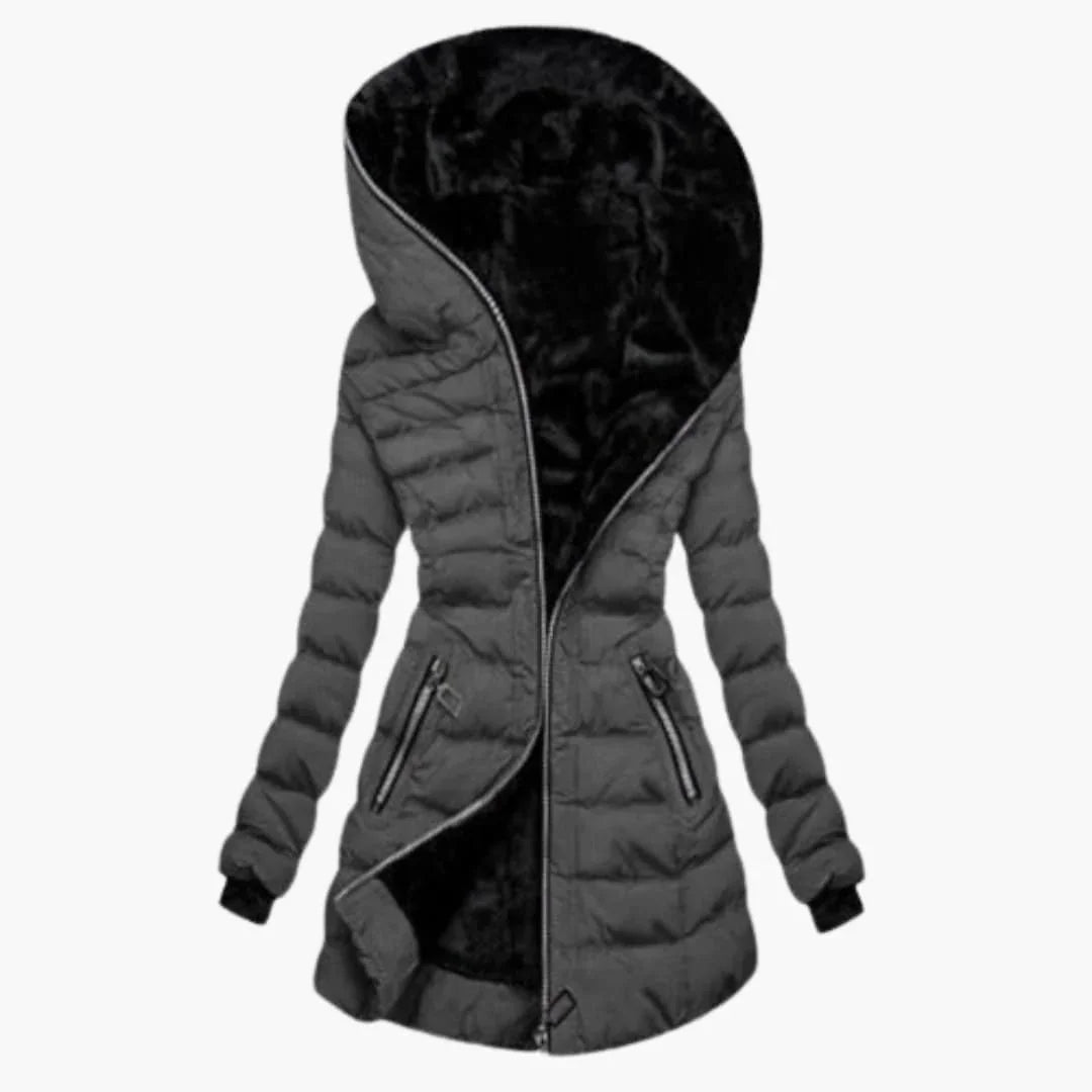 Women's Faux Fur Lined Hooded Longline Puffer Jacket