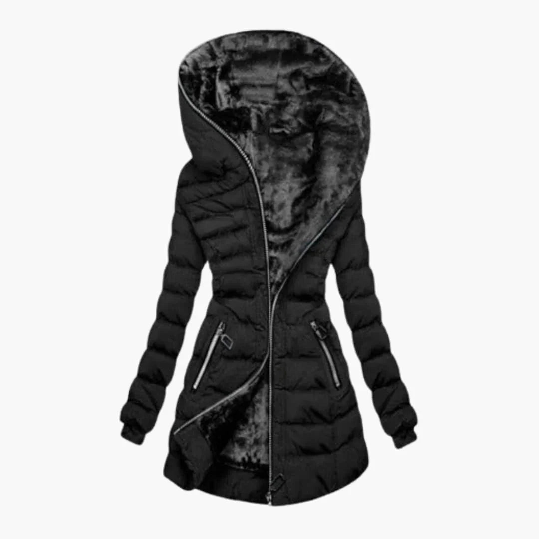 Women's Faux Fur Lined Hooded Longline Puffer Jacket