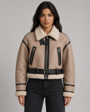 Kacob | Women's Faux Leather Aviator Jacket