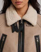 Kacob | Women's Faux Leather Aviator Jacket