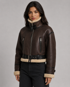 Kacob | Women's Faux Leather Aviator Jacket