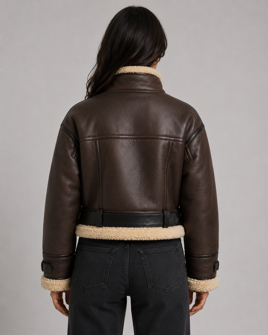Kacob | Women's Faux Leather Aviator Jacket