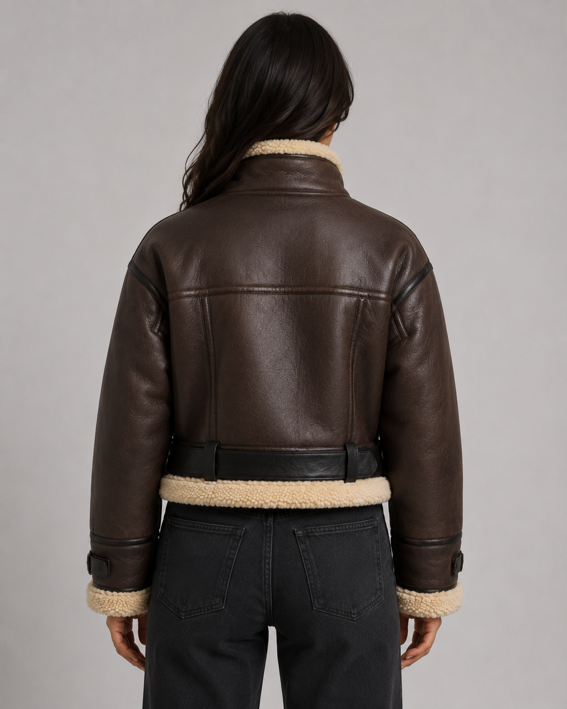 Kacob | Women's Faux Leather Aviator Jacket
