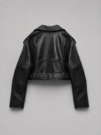 Kacob | Women's Faux Leather Belted Relaxed Biker Jacket