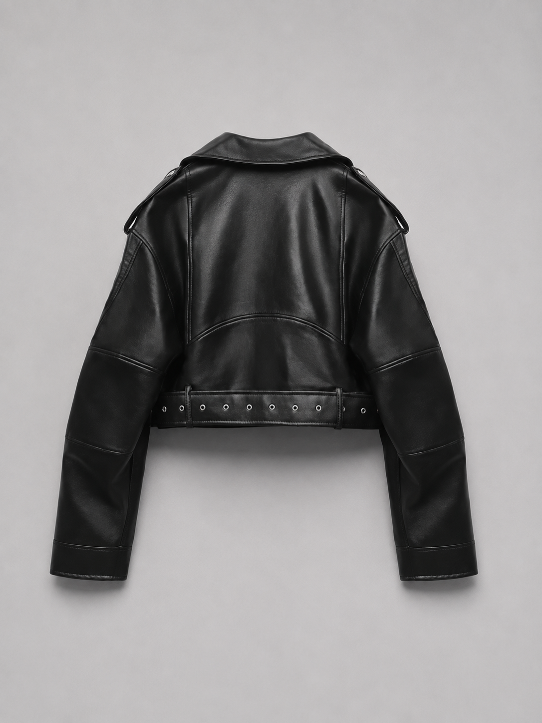 Kacob | Women's Faux Leather Belted Relaxed Biker Jacket