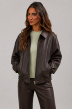 Kacob | Women's Faux Leather Bomber Jacket