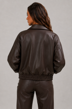 Kacob | Women's Faux Leather Bomber Jacket