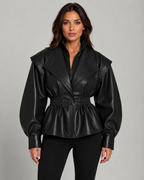 Kacob | Women's Faux Leather Peplum Jacket