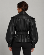 Kacob | Women's Faux Leather Peplum Jacket