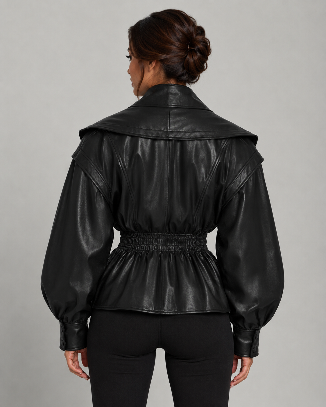 Kacob | Women's Faux Leather Peplum Jacket