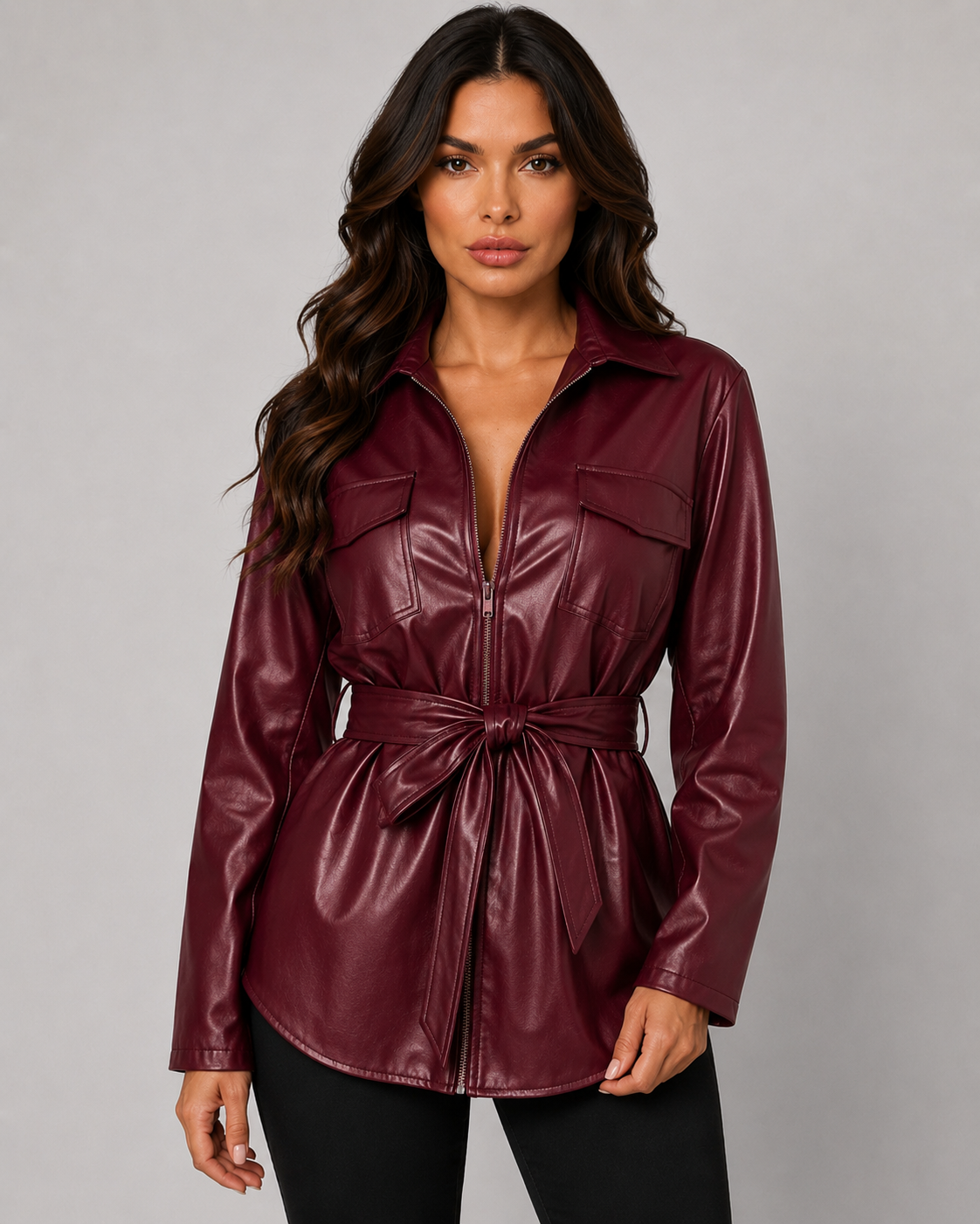 Kacob | Women's Faux Leather Shirt Jacket