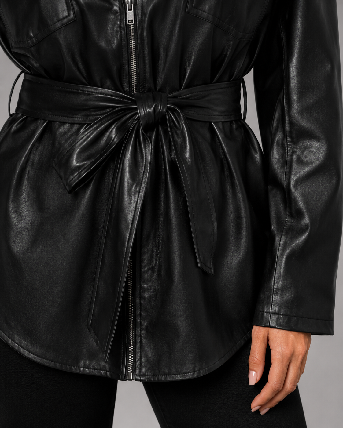 Kacob | Women's Faux Leather Shirt Jacket