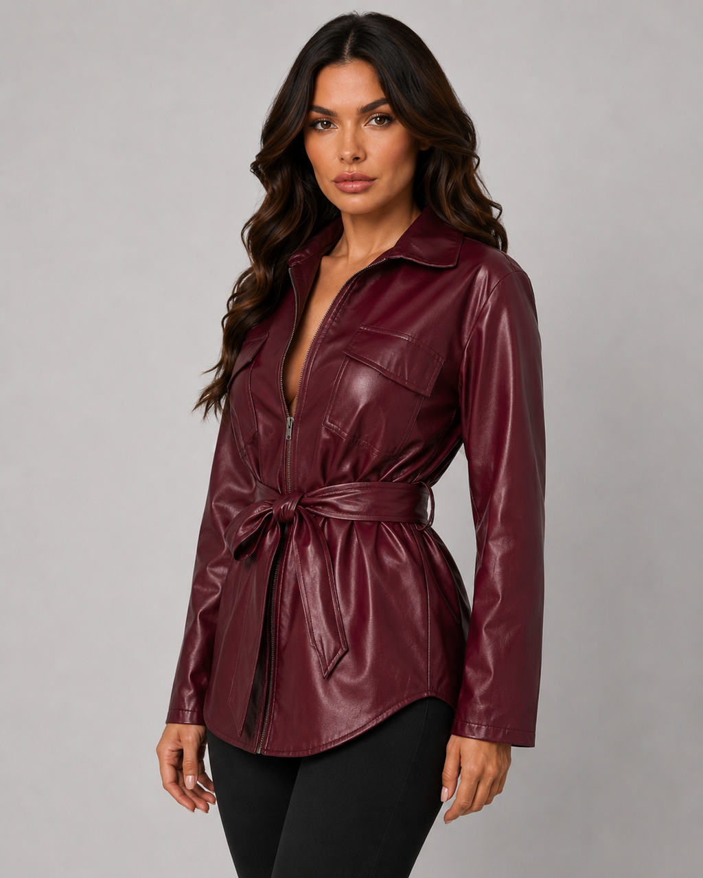 Kacob | Women's Faux Leather Shirt Jacket