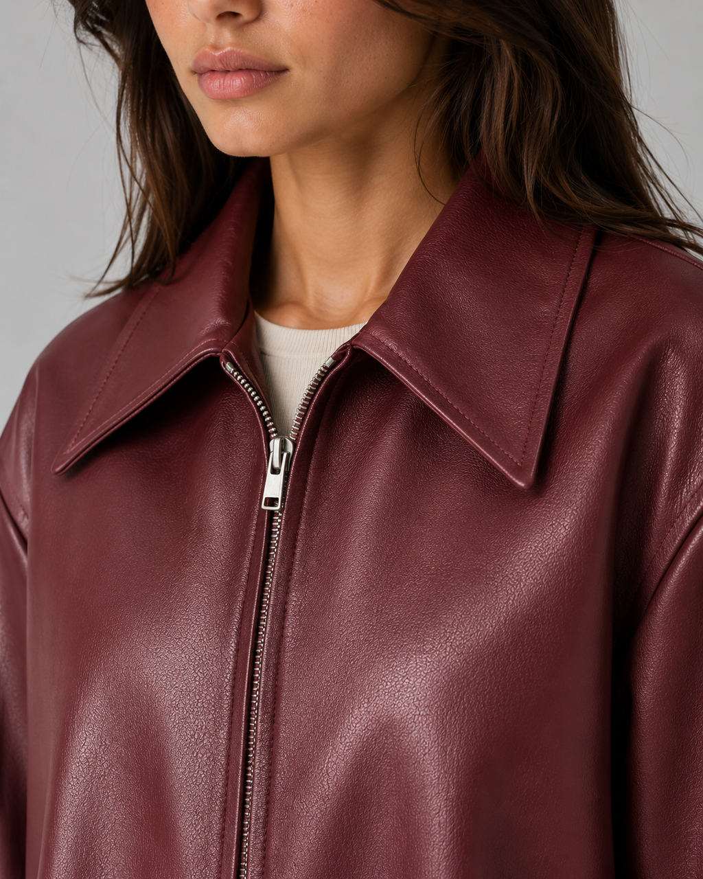 Kacob | Women's Faux Leather Zip-Up Jacket