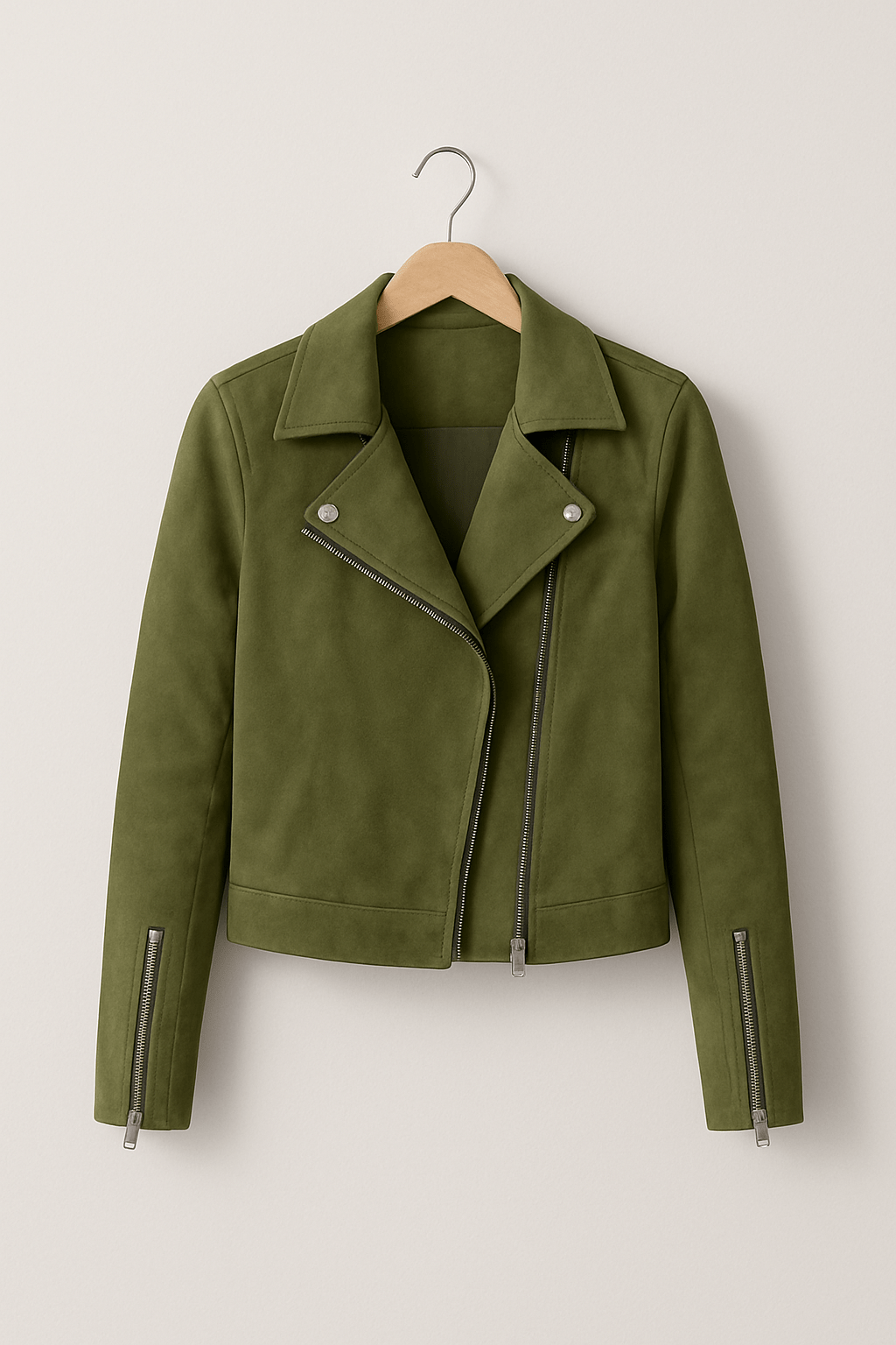 Women's Faux Suede Asymmetric Zip Biker Jacket