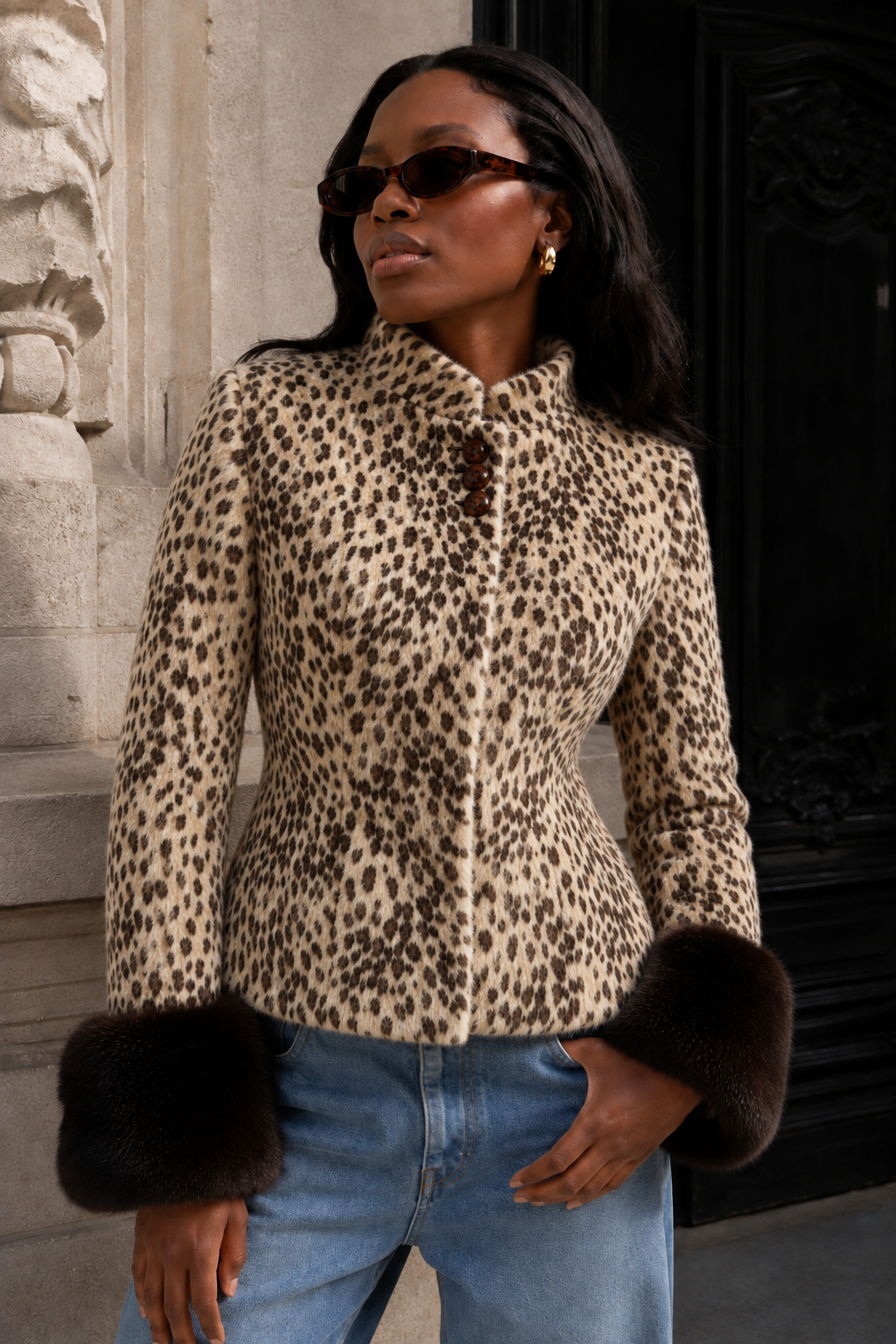 Kacob | Women's Fitted Faux Fur Jacket
