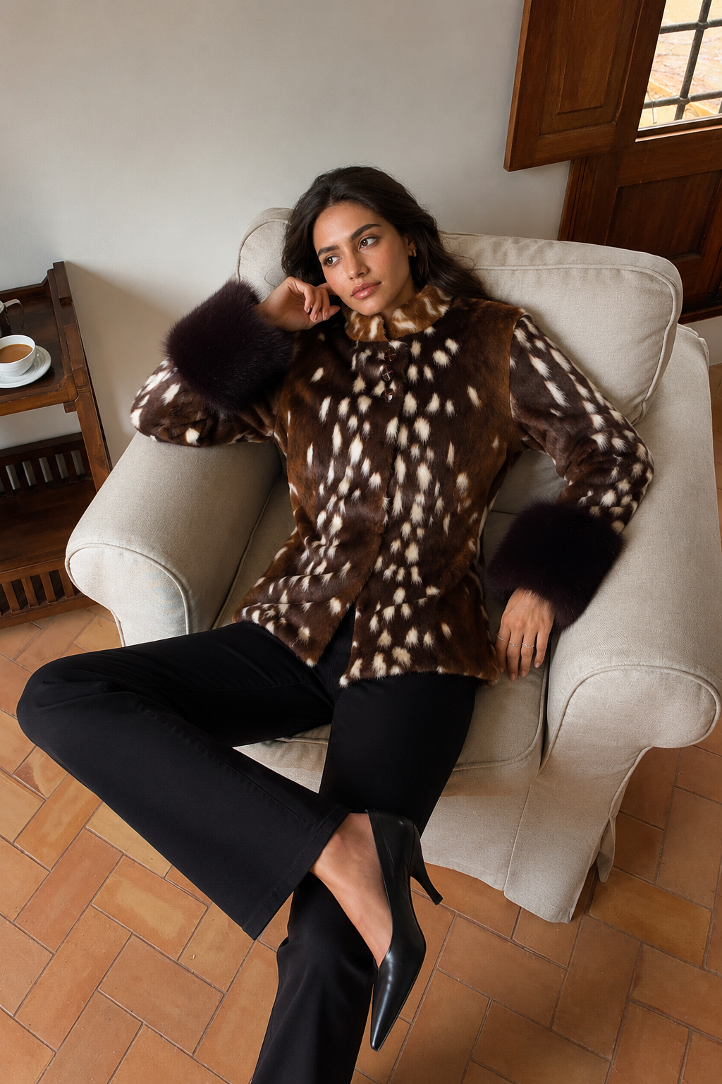 Kacob | Women's Fitted Faux Fur Jacket