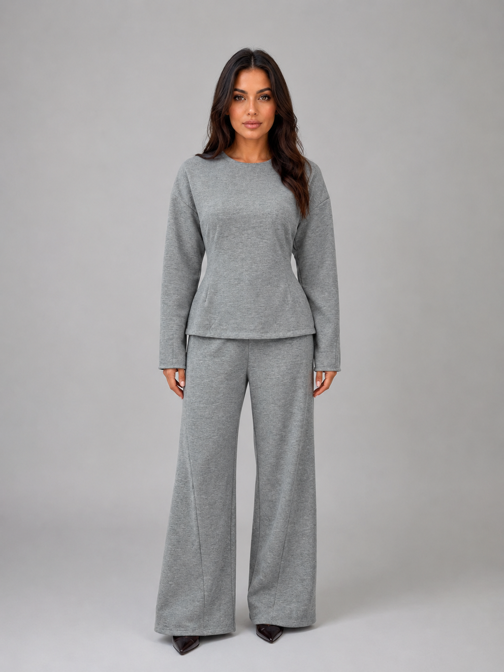 Kacob | Women's Fitted Top & Wide Leg Trousers Lounge Co-Ord Set