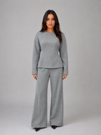 Kacob | Women's Fitted Top & Wide Leg Trousers Lounge Co-Ord Set