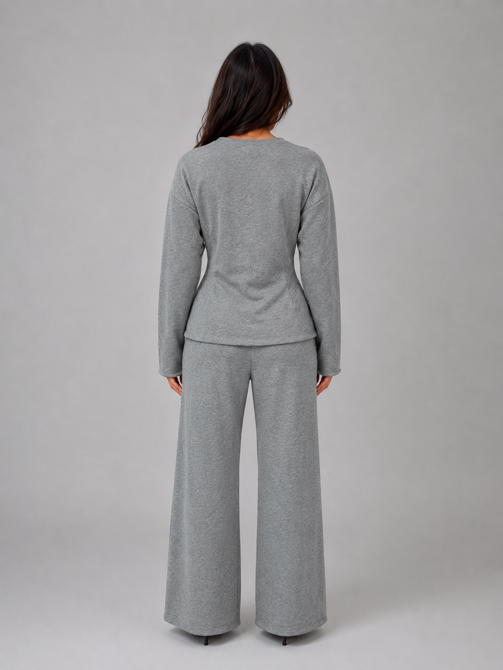 Kacob | Women's Fitted Top & Wide Leg Trousers Lounge Co-Ord Set