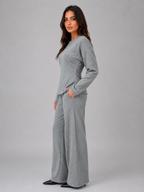 Kacob | Women's Fitted Top & Wide Leg Trousers Lounge Co-Ord Set