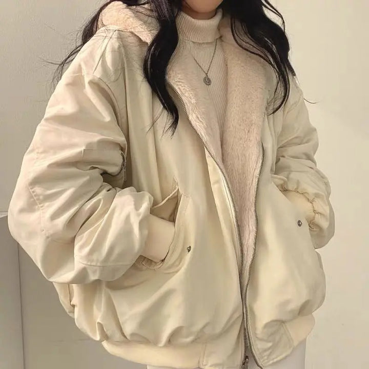 Women's Fleece Lined Oversized Bomber Jacket