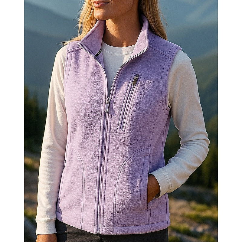 Women's Fleece Zip-Up Gilet with Stand Collar