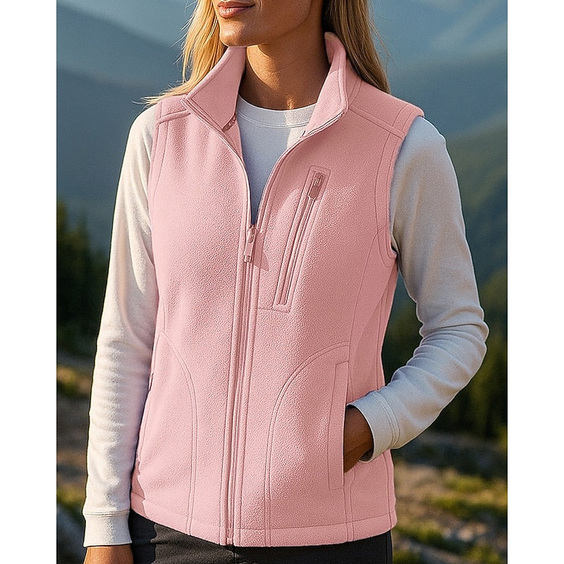 Women's Fleece Zip-Up Gilet with Stand Collar