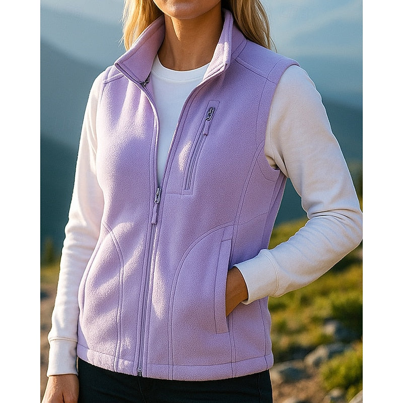 Women's Fleece Zip-Up Gilet with Stand Collar