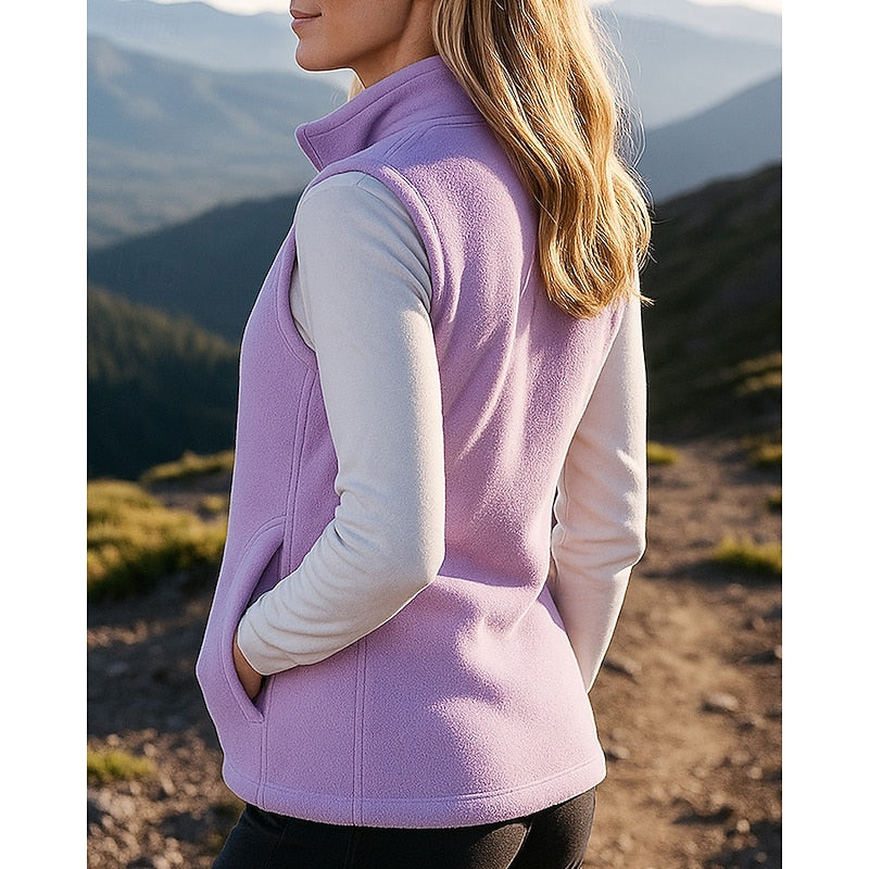 Women's Fleece Zip-Up Gilet with Stand Collar