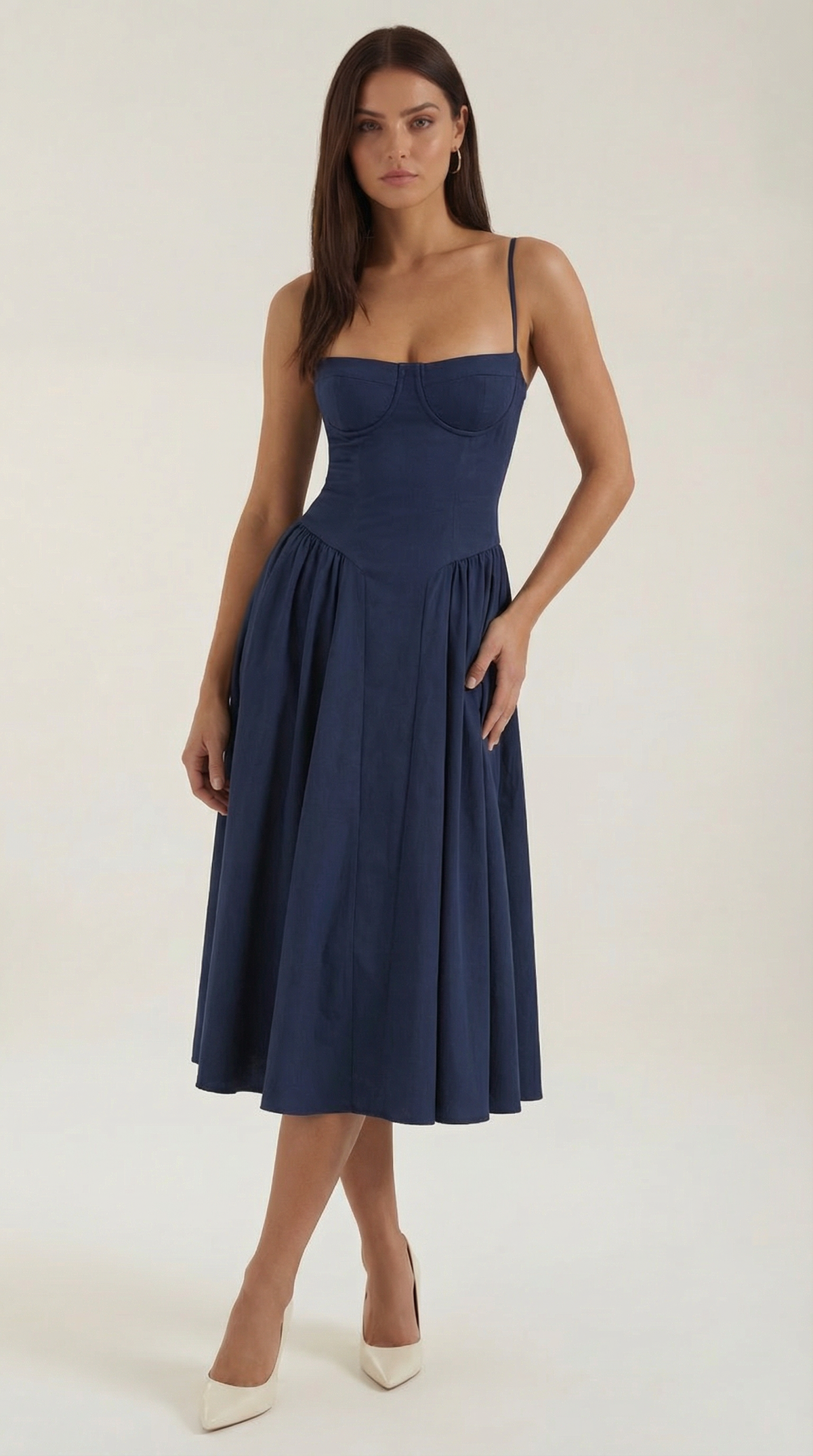 Kacob | Women's Floral Corset Midi Dress