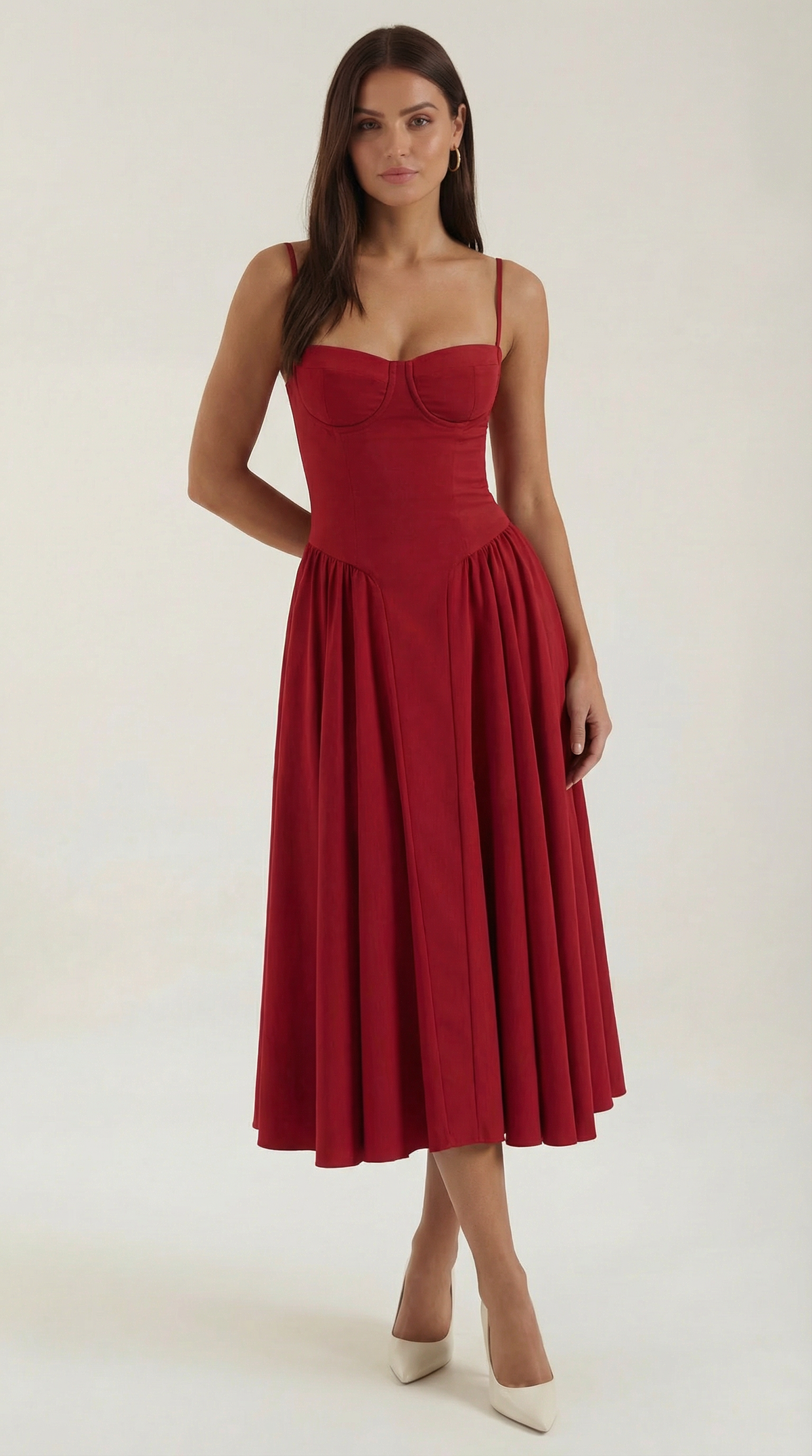 Kacob | Women's Floral Corset Midi Dress