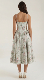 Kacob | Women's Floral Corset Midi Dress
